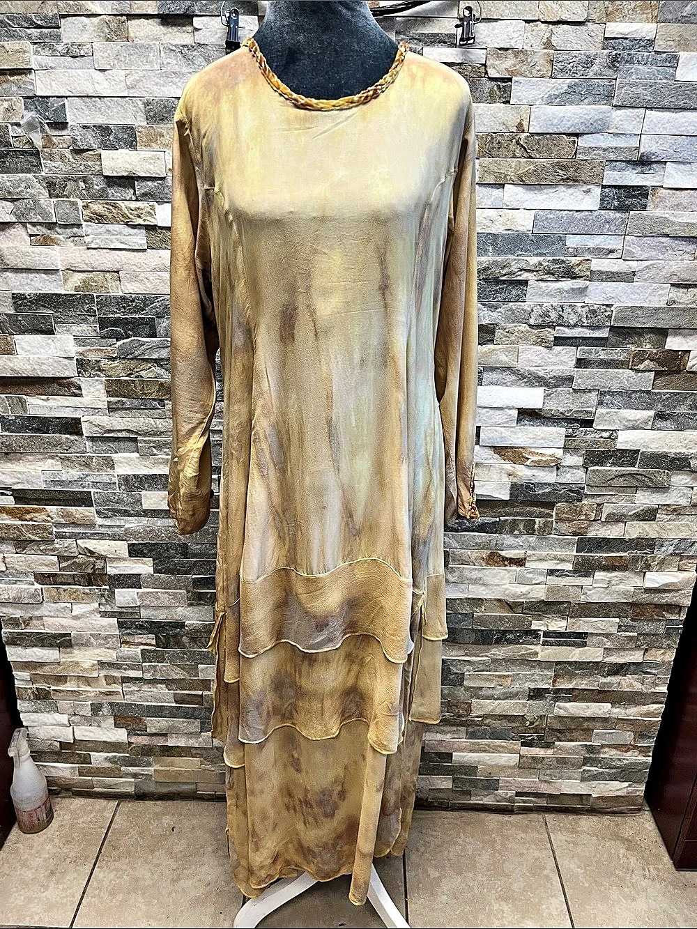 KIRSTIE ST. RICK Gold Tiered Maxi Dress